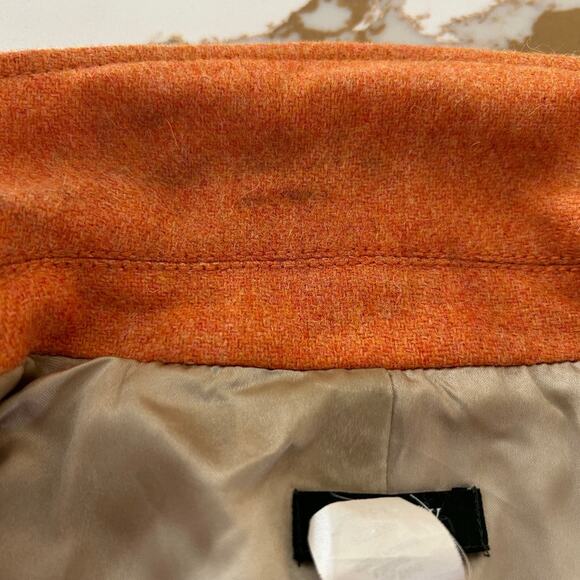 J Crew Jacket Wool Houndstooth Lined Blazer Orange SZ0 Classic - Picture 9 of 9